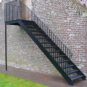 Escaleras prefabricadas peldaños de metal al aire libre pasamanos ss escalera recta - Product Image 2