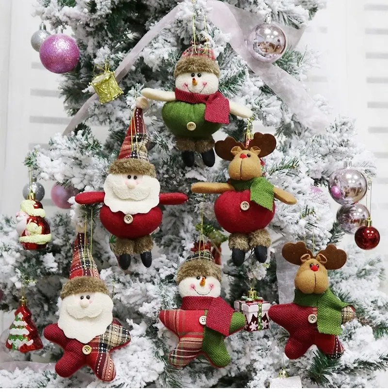 Newest Cute Christmas Tree Decoration Pendant Santa Clause Bear Snowman Elk Doll Hanging Ornaments Christmas Decoration