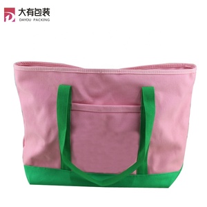 10 Oz Thời Trang Xử Lý Màu Hồng <span class=keywords><strong>Tote</strong></span> Bông Mang Túi Vải Với Túi Trước - Product Image 5