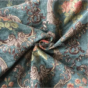 blue floral pattern jacquard tapestry fabric sofa fabric