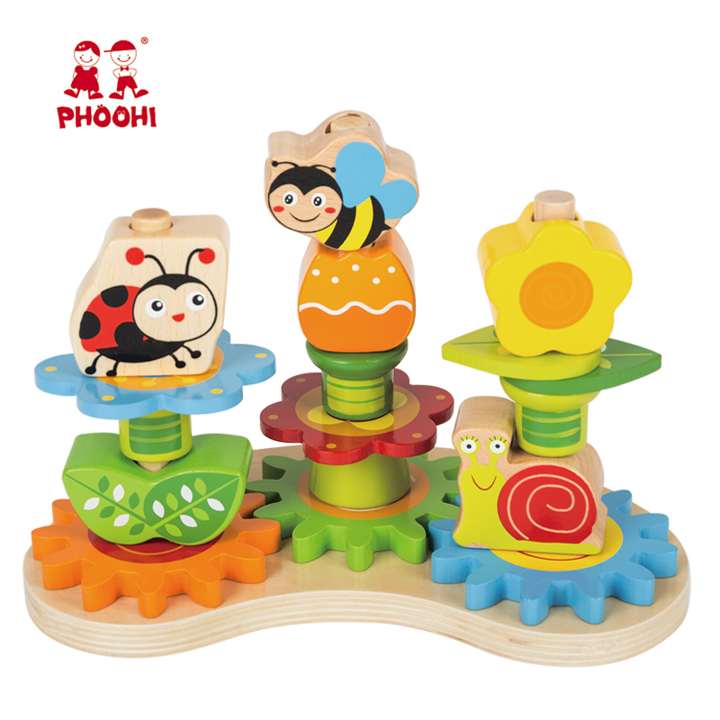Насекомое, животное сад детей блок укладчик Развивающие детские деревянные передач Игрушки для малышей