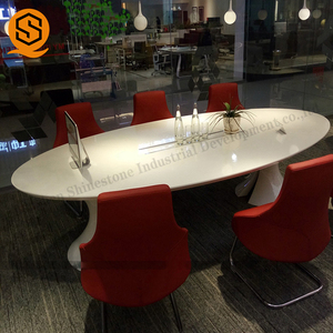 Đá Nhân Tạo Sang Trọng 8 Người Phòng Họp Hình Bầu Dục Bàn Hội Nghị Bàn Văn Phòng Cho Superseptember - Product Image 5