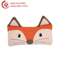 Oreiller de couchage personnalisé de forme carrée avec deux oreilles coussin visage d'animal de dessin animé pour la protection du cou oreiller lombaire en peluche ours