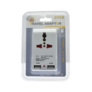 Eu To Us Plug Wholesale Universal EU/UK/US/EU To South Africa India Plug Adapter Travel Charge Power Plug With Dual USB 1A5V Electric Adapter