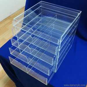 Custom Deluxe Clear Acrylic 5 Drawer Jewelry <strong>Storage</strong> Stand 5 <strong>Chest</strong> Clear Acrylic Make up Organizer Box - Product Image 3