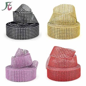 Ruban d'habillage en maille bling à effet strass argenté <span class=keywords><strong>Diamante</strong></span> 24 rangées de bandes décoratives en plastique - Product Image 2
