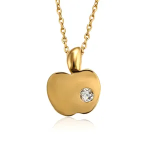 44282 Xuping Online Gepersonaliseerde Sieraden Speciale Fruit Apple Vorm Gouden Hanger Ketting Pave Gem