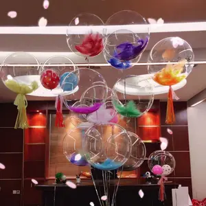 Set di palloncini con decorazione trasparente in piuma rossa netta decorazione della stanza delle nozze festa di compleanno