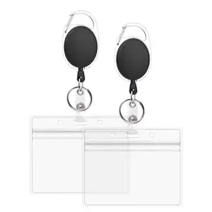 wholesale black Retractable ID Name Badge ID Card Holder With Keyring