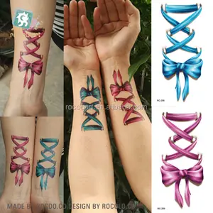 RC-208 Sexy 3D Bowtie Transfer Tattoo Waterproof Temporary Tattoo Sticke Fake Tattoo Pink Blue