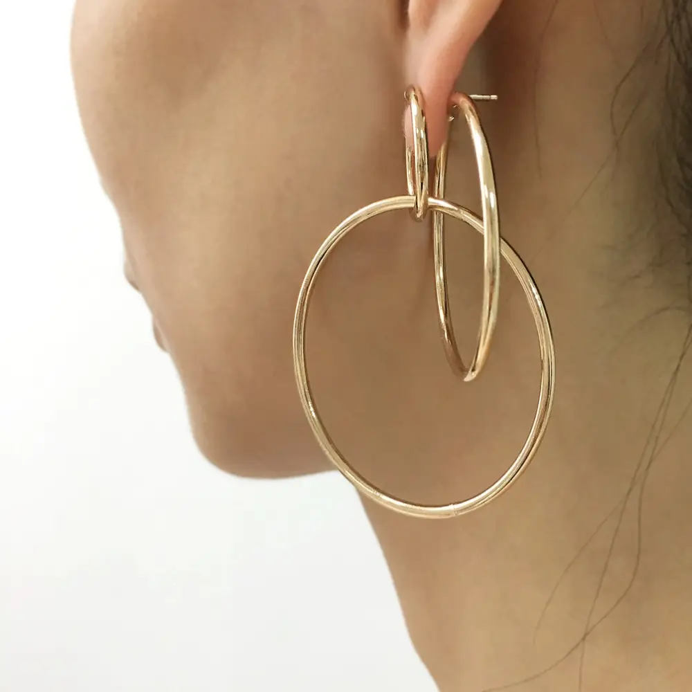 Layered Big Geometric Alloy Dangle Statement Ohrringe für Frauen Modeschmuck Circular Metal Drop Earring Vintage