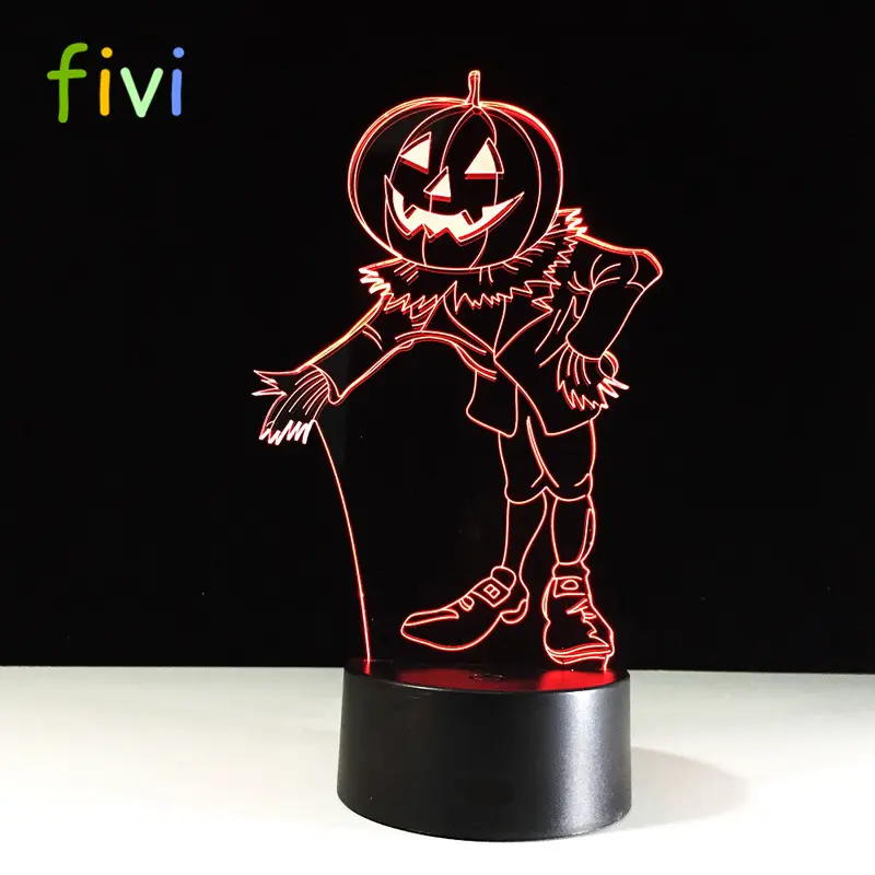 3D Effetto Zucca Uomo Ologramma 7 Colori Che Cambiano Luce di Notte del LED 3D Luce di Notte del LED Da Tavolo A LED di Halloween Di Natale Nuovo anno di Lampada