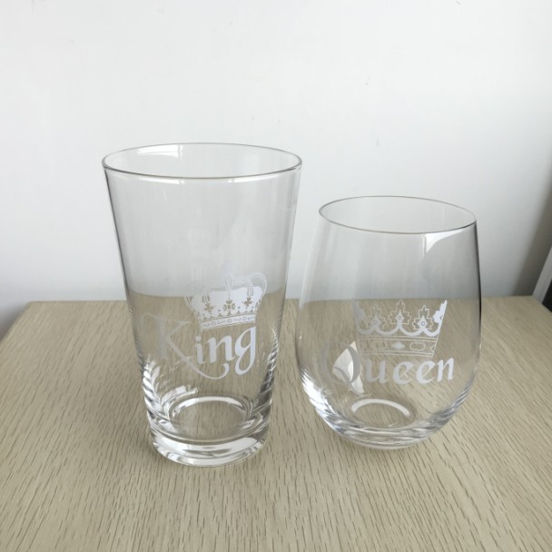 Glassware 16 oz Beer Pint Glass with Etched Logo Clear Beer Glass Cup Couple Cups Glass