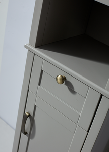 Lavabo en céramique Standard classique pieds en <span class=keywords><strong>bois</strong></span> massif <span class=keywords><strong>gris</strong></span> 2 portes avec armoire latérale ensembles de salle de bains armoire à miroir led - Product Image 3
