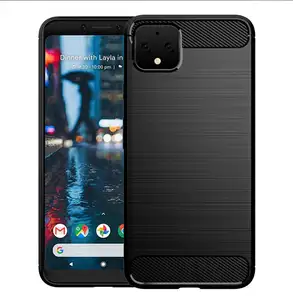 Karbon Fiber darbeye dayanıklı yumuşak TPU arka kapak telefon kılıfı için Google piksel 4 xl