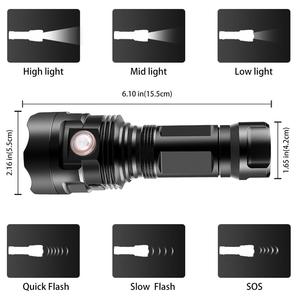 Dẫn đèn pin chiến thuật độ sáng cao 3800lm 6 chế độ <span class=keywords><strong>USB</strong></span> đèn pin 18650 26650 sạc đèn <span class=keywords><strong>flash</strong></span> ánh Sáng Ngọn đuốc - Product Image 3