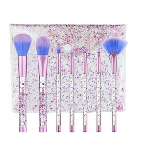 Bling Taklon Hair Cosmetic Brush <span class=keywords><strong>Set</strong></span> <span class=keywords><strong>Maquillaje</strong></span> Cepillos Fábrica Vende Basic 7PC Crystal Shenzhen Pelo sintético Plástico - Product Image 2