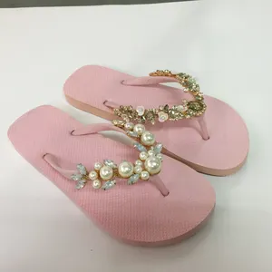 Fashion Lady Flip Flops mit hochwertigen Perlen und Juwelen