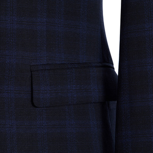 Abito da <span class=keywords><strong>Uomo</strong></span> su Misura <span class=keywords><strong>Blu</strong></span> <span class=keywords><strong>Navy</strong></span> con <span class=keywords><strong>Blazer</strong></span> a Quadri in Lana - Product Image 5