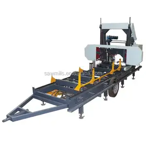 Big size hydraulic rotation wood log cutting machine band saw sawmill portable