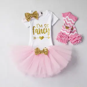 Hot Sale Western Style Mädchen Baby Kleidung Drucken Kinder rock 0 ~ 2 Jahre Geburtstag Tutu Kleid WG152