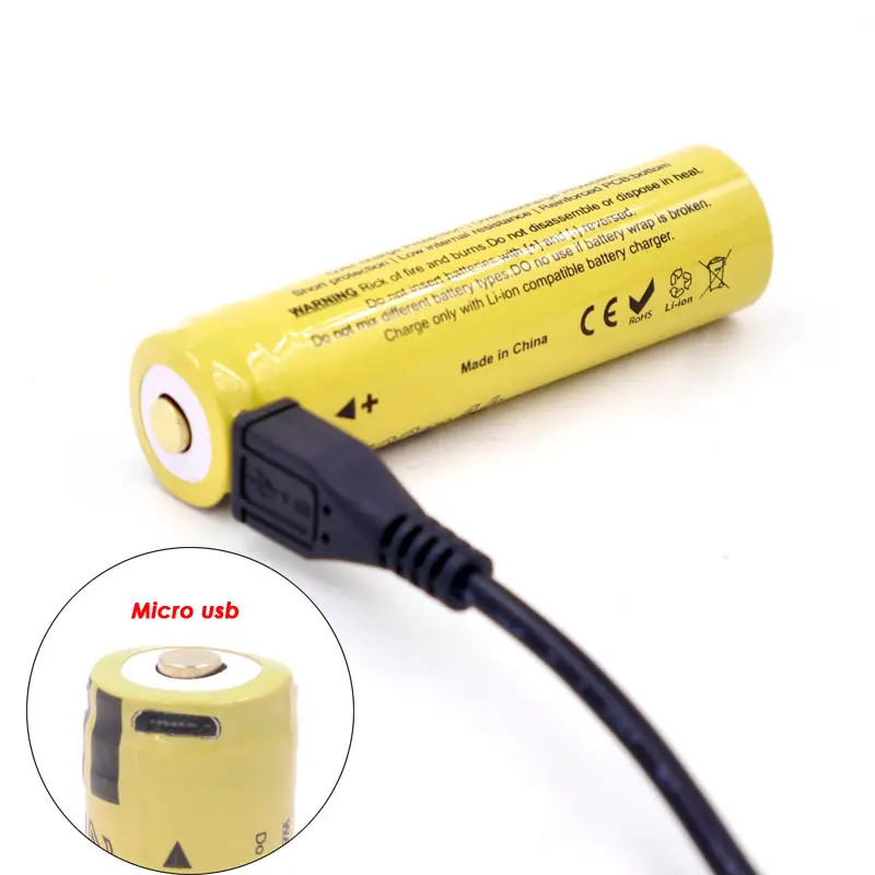 USB rechargeable battery 18650 2600mAh 3.7V rechargeable lithium battery