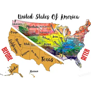 Scratch Off USA Map Travel Watercolor By Maps Mark Your Travels United States Of America (US) PERFECT GIFT For Travelers