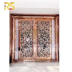 Porte en verre en acier inoxydable découpée au laser, style arabe, porte d'entrée principale pour villa/hôtel à Dubaï - Product Image 1