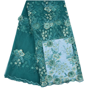 Tissu de dentelle brodée africaine avec fleurs 3D perlées Tissu de dentelle Tulle Robes de Dubaï pour femmes <span class=keywords><strong>1233</strong></span> - Product Image 5