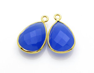 ขั้วต่ออัญมณีคาลซิโดนีสีน้ำเงินพร้อมเวอร์มี925ทองเครื่องประดับเงินสเตอร์ลิงค้นหาและส่วนประกอบ - Product Image 1