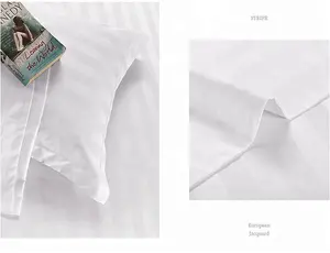Single double queen king cotton or CVC 40S 1 & 3cm stripe hotel bedding duvet cover bed sheet set for hotel used with small MOQ