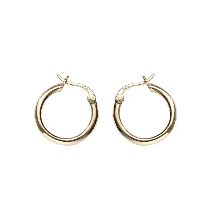 Custom Wholesale 925 Sterling Silver Simple Design Factory Price Gold Plated Circle Hoop Earrings
