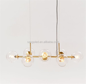 Moderna Forma de la Hoja de Cromo Lámpara Colgante Bola de Cristal Claro para el Proyecto - Product Image 4