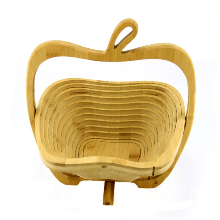 QS brand nature-cesta de madera para fruta colgante plegable