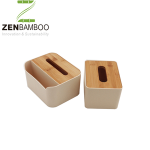 Rectangle tissue box for hotel eco material with bamboo cover tissue holder