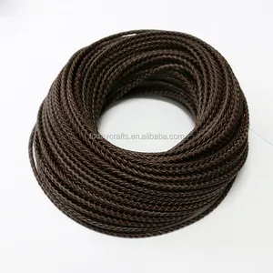 3毫米 3 层圆形棕色皮绳编织