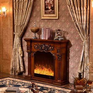 Cheminée électrique classique personnalisée avec télécommande, style moderne et sombre, insert pour salon intérieur, cheminée en bois, manteau de cheminée, flamme simulée - Product Image 4