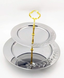 3 الطبقة حزب كعكة حامل حامل الفولاذ المقاوم للصدأ الزفاف الديكور 3 طبقات الذهب لوحة الشاحن - Product Image 6