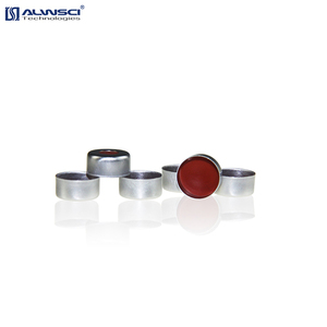 ALWSCI Gümüş 11mm Alüminyum Sıkma Kapaklar w önceden monte edilmiş Şeffaf TEF Doğal Kauçuk kırmızı-turuncu Septa 11-SP3006 - Product Image 2