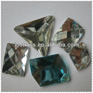 May trên hạt pha lê hình trái tim; pha lê may trên đá lưng phẳng 16mm - Product Image 2