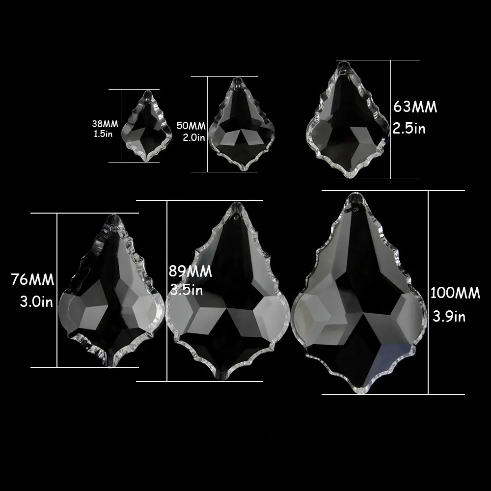 Sıcak Satış 38mm-100mm Barok Çok renkli Kristal Akçaağaç Yaprağı kolye prizma avize parçaları