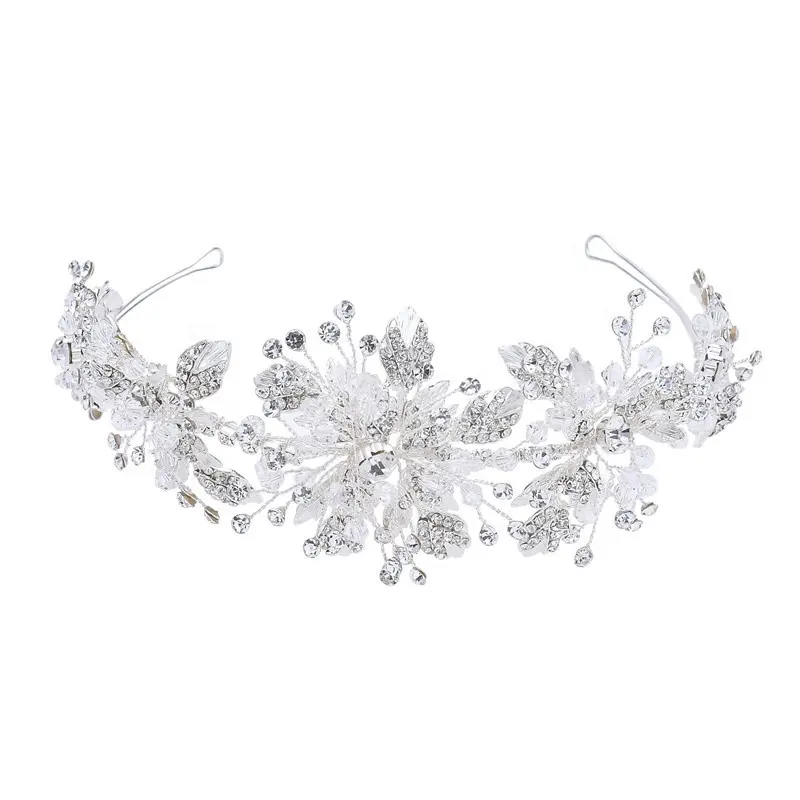 Tiara de metal para meninas, acessório de luxo feita à mão para cabelo, tiara com cristal