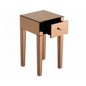 Antique Gold <strong>Crushed</strong> <strong>Diamond</strong> <strong>Furniture</strong> Mirrored Side End Table - Product Image 4