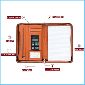 Kinh Doanh dây kéo chất kết dính da danh mục đầu tư PU da Bìa Quà Tặng tùy chỉnh thư mục tập tin với máy tính - Product Image 2