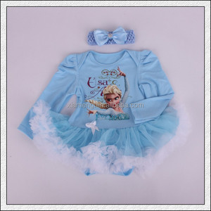 2016 summer blue print baby jumpsuit baby frozen girl rompers/<span class=keywords><strong>Elsa</strong></span> and <span class=keywords><strong>Anna</strong></span> - Product Image 3