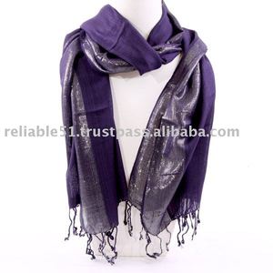 Elegant Viscose Shawl with Lurex Border <b>Winter</b> <b>Scarf</b> for Adding Glamour to Your Outfit - Product Image 2