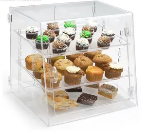 Boîte de présentation de gâteaux en acrylique transparente, présentoir à cupcakes, vitrine