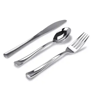 Plastic Silverware Disposable Flatware Silver Cutlery Plastic Cutlery Silverware