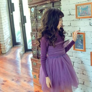 Del bambino delle ragazze del vestito dei capretti del manicotto lungo inverno maglioni abiti viola del fiore dei bambini del vestito di Natale per bambini di usura 6 anni di età - Product Image 2