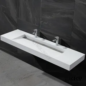 Artificial stone trough sink two faucets